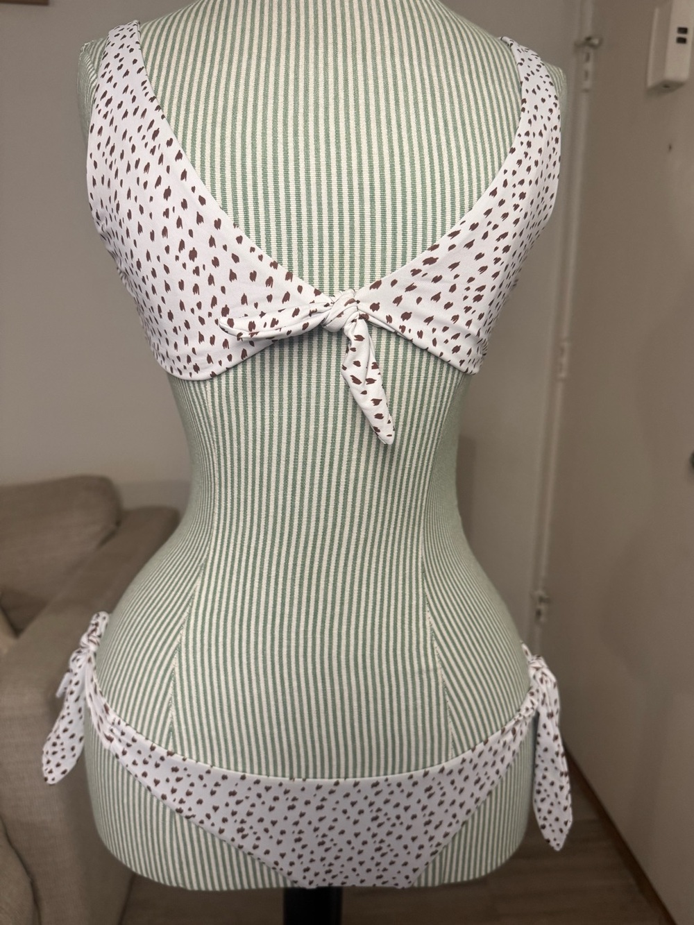 Eberjey White Brown Animal Print Tie Bikini Set Size Small